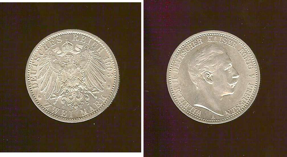 ALLEMAGNE - PRUSSE 2 Mark Guillaume II 1903 Berlin SPL- à SPL